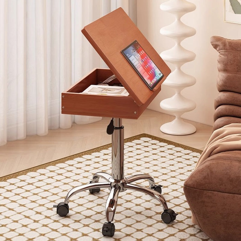 Casaconer | 昇降式テーブル・傾斜天板付き・サイドテーブル・収納付き・キャスター付き・竹製・無段階高さ調節・高さ68~90cm・多機能デスク・ワークテーブル・ミニテーブル・角度調節・幅66cm・おしゃれ・コンパクト・在宅ワーク