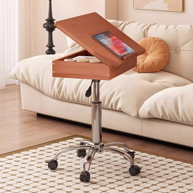 Casaconer | 昇降式テーブル・傾斜天板付き・サイドテーブル・収納付き・キャスター付き・竹製・無段階高さ調節・高さ68~90cm・多機能デスク・ワークテーブル・ミニテーブル・角度調節・幅66cm・おしゃれ・コンパクト・在宅ワーク