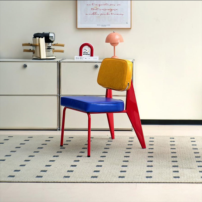 ダイニングチェア スチール脚 PUレザー 合成皮革 背もたれ付き チェア メンフィス風デザイン バイカラーデザイン レトロモダン おしゃれ 2脚セット 4脚セット