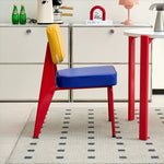 ダイニングチェア スチール脚 PUレザー 合成皮革 背もたれ付き チェア メンフィス風デザイン バイカラーデザイン レトロモダン おしゃれ 2脚セット 4脚セット