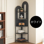 コーナーラック スチール製 フロア収納ラック 多段収納 コーナー対応 省スペース 立て置き 置物棚 書棚 リビング 玄関 ブラック ホワイト