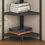 コーナーラック スチール製 フロア収納ラック 多段収納 コーナー対応 省スペース 立て置き 置物棚 書棚 リビング 玄関 ブラック ホワイト