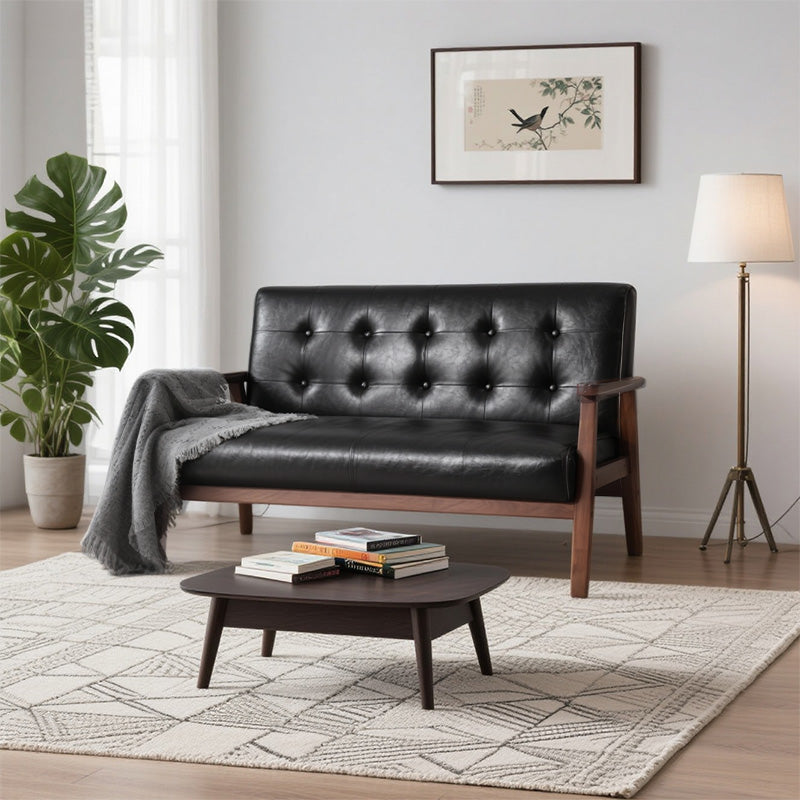 Casaconer | ソファ・2人掛け・ハイバック・レザー・ローソファ・おしゃれ・北欧・2人掛けソファ・二人掛け・シンプル・モダン・ブラック・コンパクト・2人用・2.5人・リビングソファ・2人がけソファー・2人掛け・ソファー・合皮・黒・コンパクト・リビングソファー・新生活・7日内出荷