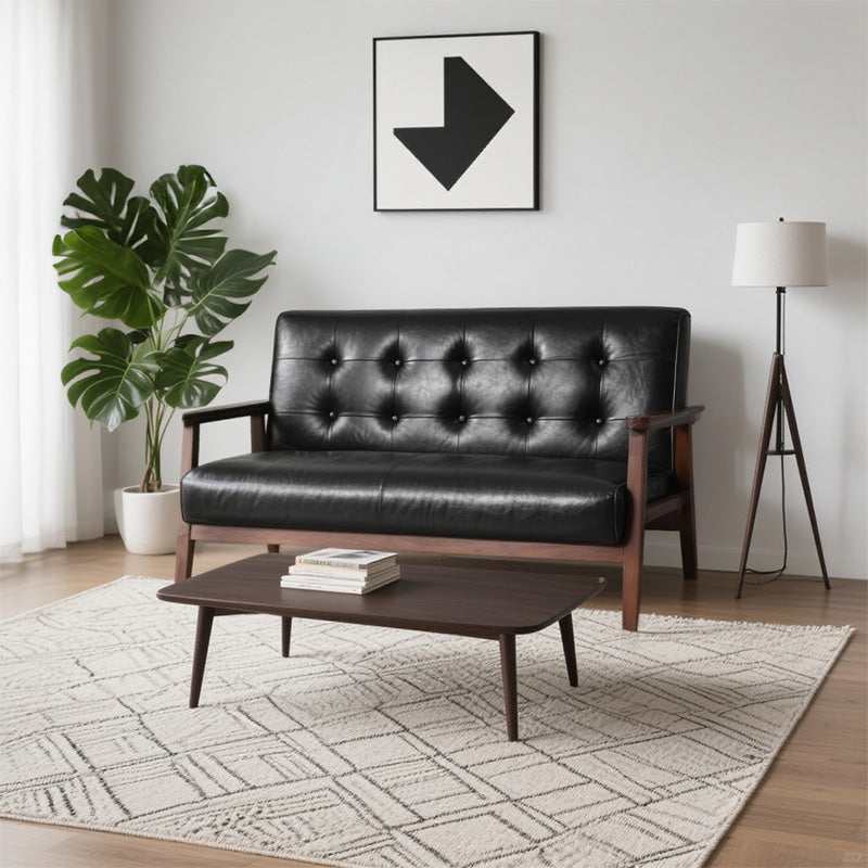 Casaconer | ソファ・2人掛け・ハイバック・レザー・ローソファ・おしゃれ・北欧・2人掛けソファ・二人掛け・シンプル・モダン・ブラック・コンパクト・2人用・2.5人・リビングソファ・2人がけソファー・2人掛け・ソファー・合皮・黒・コンパクト・リビングソファー・新生活・7日内出荷
