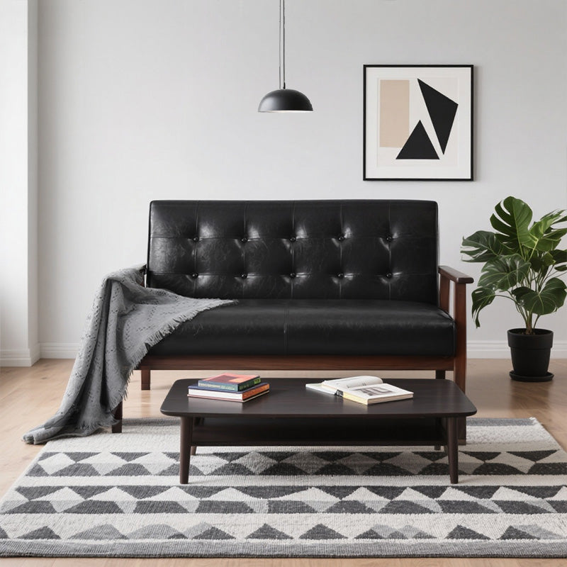 Casaconer | ソファ・2人掛け・ハイバック・レザー・ローソファ・おしゃれ・北欧・2人掛けソファ・二人掛け・シンプル・モダン・ブラック・コンパクト・2人用・2.5人・リビングソファ・2人がけソファー・2人掛け・ソファー・合皮・黒・コンパクト・リビングソファー・新生活・7日内出荷
