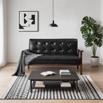 Casaconer | ソファ・2人掛け・ハイバック・レザー・ローソファ・おしゃれ・北欧・2人掛けソファ・二人掛け・シンプル・モダン・ブラック・コンパクト・2人用・2.5人・リビングソファ・2人がけソファー・2人掛け・ソファー・合皮・黒・コンパクト・リビングソファー・新生活・7日内出荷