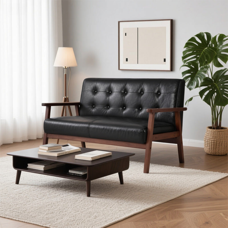 Casaconer | ソファ・2人掛け・ハイバック・レザー・ローソファ・おしゃれ・北欧・2人掛けソファ・二人掛け・シンプル・モダン・ブラック・コンパクト・2人用・2.5人・リビングソファ・2人がけソファー・2人掛け・ソファー・合皮・黒・コンパクト・リビングソファー・新生活・7日内出荷