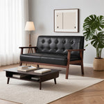 Casaconer | ソファ・2人掛け・ハイバック・レザー・ローソファ・おしゃれ・北欧・2人掛けソファ・二人掛け・シンプル・モダン・ブラック・コンパクト・2人用・2.5人・リビングソファ・2人がけソファー・2人掛け・ソファー・合皮・黒・コンパクト・リビングソファー・新生活・7日内出荷