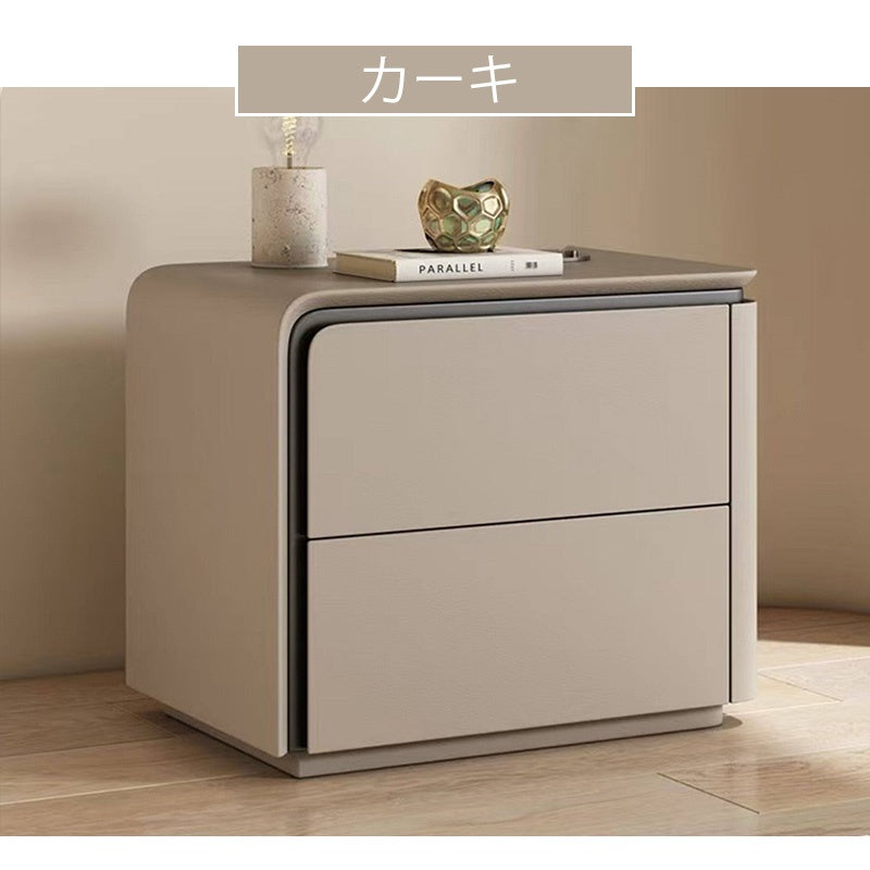 【完成品】ナイトテーブル サイドテーブル ベッドサイドチェスト ベッドサイド 合皮 収納 おしゃれ コンセント 引き出し シンプル モダン カーキ ベージュ シンプル 寝室収納 読書 スリム コンパクト 韓国風 北欧 モダン