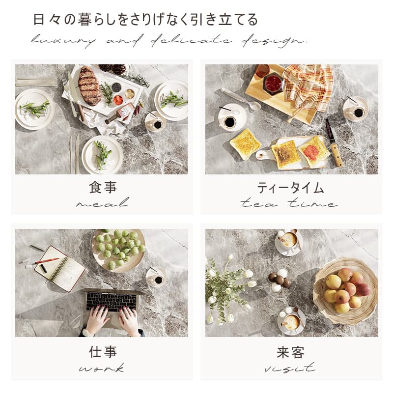 Casaconer | ダイニングテーブル・伸長式・丸型・セラミック天板・幅76cm/120cm・4人掛け/6人掛け・高さ76cm・グレーカラー・モダン・北欧風・おしゃれ・食卓テーブル・単品