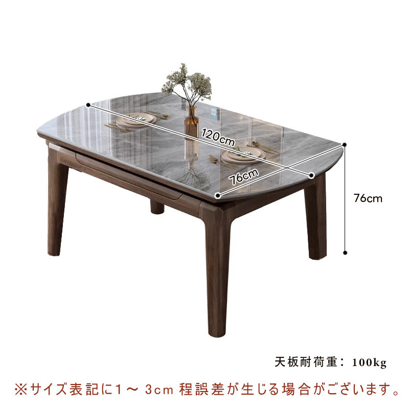 Casaconer | ダイニングテーブル・伸長式・丸型・セラミック天板・幅76cm/120cm・4人掛け/6人掛け・高さ76cm・グレーカラー・モダン・北欧風・おしゃれ・食卓テーブル・単品