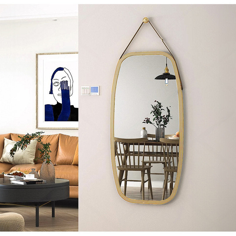 Casaconer | 完成品・鏡・ミラー・壁掛け・丸・ウォールミラー・軽量・おしゃれ・壁掛けミラー・洗面鏡・姿見・43cm・74cm・玄関・洗面台・トイレ・丸鏡・飛散防止・シンプル・丸型・丸形・かわいい・ナチュラル・木目調・韓国