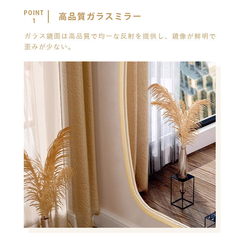 Casaconer | 完成品・鏡・ミラー・壁掛け・丸・ウォールミラー・軽量・おしゃれ・壁掛けミラー・洗面鏡・姿見・43cm・74cm・玄関・洗面台・トイレ・丸鏡・飛散防止・シンプル・丸型・丸形・かわいい・ナチュラル・木目調・韓国