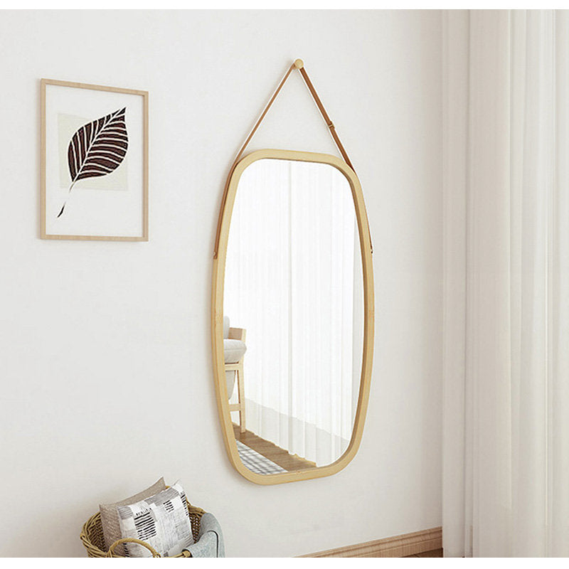 Casaconer | 完成品・鏡・ミラー・壁掛け・丸・ウォールミラー・軽量・おしゃれ・壁掛けミラー・洗面鏡・姿見・43cm・74cm・玄関・洗面台・トイレ・丸鏡・飛散防止・シンプル・丸型・丸形・かわいい・ナチュラル・木目調・韓国