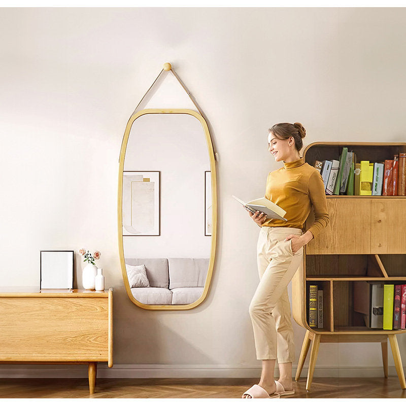 Casaconer | 完成品・鏡・ミラー・壁掛け・丸・ウォールミラー・軽量・おしゃれ・壁掛けミラー・洗面鏡・姿見・43cm・74cm・玄関・洗面台・トイレ・丸鏡・飛散防止・シンプル・丸型・丸形・かわいい・ナチュラル・木目調・韓国