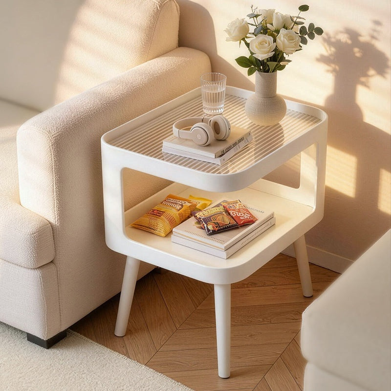 スチール製 ナイトテーブル 幅50cm ガラス天板 ベッドサイドテーブル 小型 サイドテーブル 置きラック 白 ホワイト White 黒 ブラック Black 省スペース 寝室用 高級感 かわいい