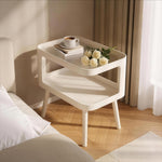 スチール製 ナイトテーブル 幅50cm ガラス天板 ベッドサイドテーブル 小型 サイドテーブル 置きラック 白 ホワイト White 黒 ブラック Black 省スペース 寝室用 高級感 かわいい