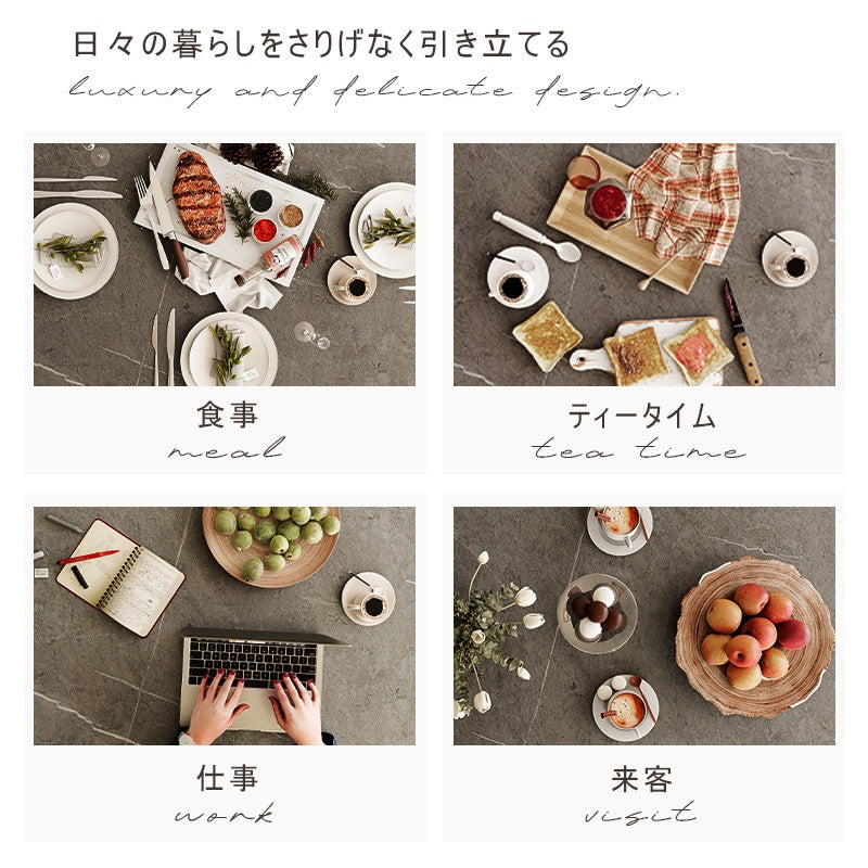 Casaconer | セラミックダイニングテーブル・折りたたみ・丸テーブル・2人・4人・6人・折り畳み・テーブルのみ・ダイニング・幅120・丸・円型・シンプル・4人掛け用・6人掛け用・木製・おしゃれ・食卓・北欧・大理石柄・丸型・テーブル単品・グレー