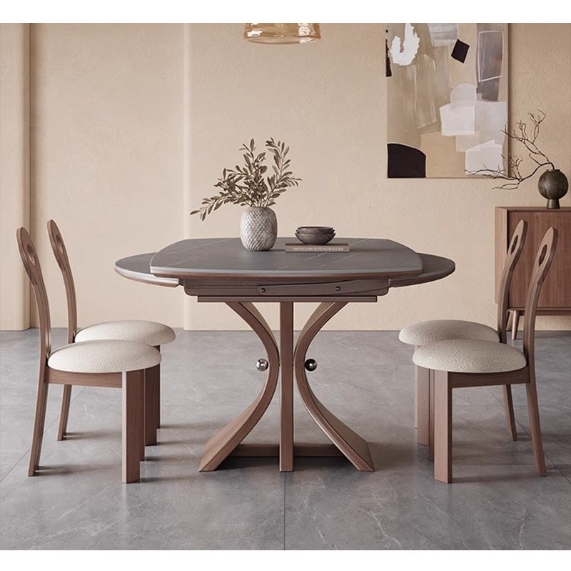 Casaconer | セラミックダイニングテーブル・折りたたみ・丸テーブル・2人・4人・6人・折り畳み・テーブルのみ・ダイニング・幅120・丸・円型・シンプル・4人掛け用・6人掛け用・木製・おしゃれ・食卓・北欧・大理石柄・丸型・テーブル単品・グレー