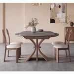 Casaconer | セラミックダイニングテーブル・折りたたみ・丸テーブル・2人・4人・6人・折り畳み・テーブルのみ・ダイニング・幅120・丸・円型・シンプル・4人掛け用・6人掛け用・木製・おしゃれ・食卓・北欧・大理石柄・丸型・テーブル単品・グレー