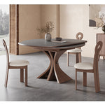 Casaconer | セラミックダイニングテーブル・折りたたみ・丸テーブル・2人・4人・6人・折り畳み・テーブルのみ・ダイニング・幅120・丸・円型・シンプル・4人掛け用・6人掛け用・木製・おしゃれ・食卓・北欧・大理石柄・丸型・テーブル単品・グレー