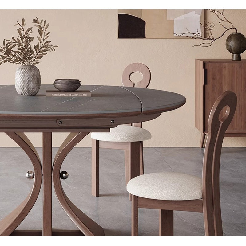 Casaconer | セラミックダイニングテーブル・折りたたみ・丸テーブル・2人・4人・6人・折り畳み・テーブルのみ・ダイニング・幅120・丸・円型・シンプル・4人掛け用・6人掛け用・木製・おしゃれ・食卓・北欧・大理石柄・丸型・テーブル単品・グレー