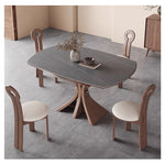 Casaconer | セラミックダイニングテーブル・折りたたみ・丸テーブル・2人・4人・6人・折り畳み・テーブルのみ・ダイニング・幅120・丸・円型・シンプル・4人掛け用・6人掛け用・木製・おしゃれ・食卓・北欧・大理石柄・丸型・テーブル単品・グレー