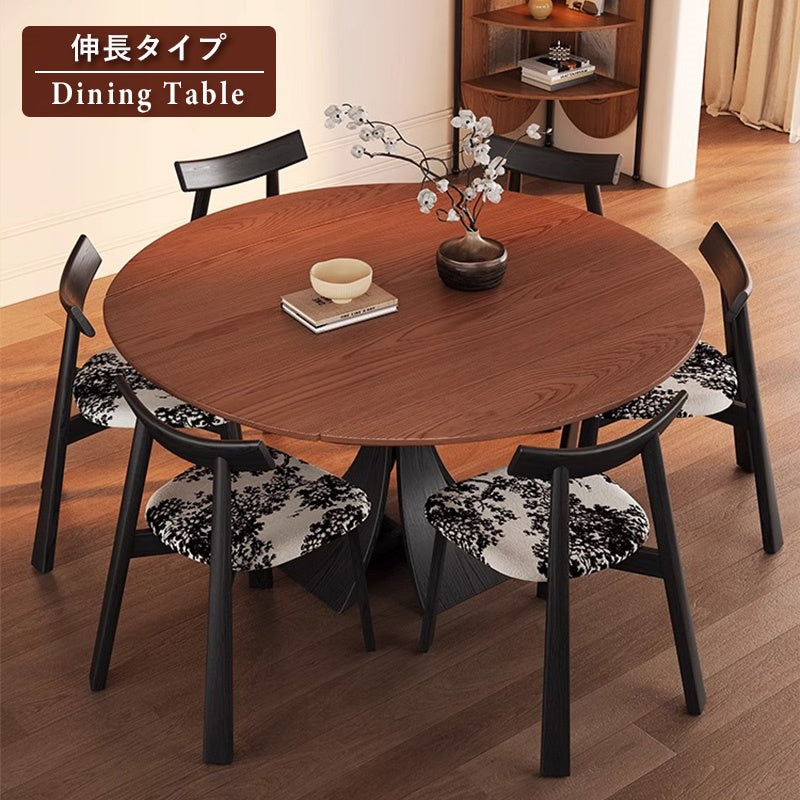 Casaconer | 無垢材ダイニングテーブル・折りたたみ・丸テーブル・2人・4人・6人・折り畳み・テーブルのみ・ダイニング・幅120・丸・円型・シンプル・4人掛け用・6人掛け用・木製・おしゃれ・食卓・天然木・北欧・丸型・テーブル単品・グレー