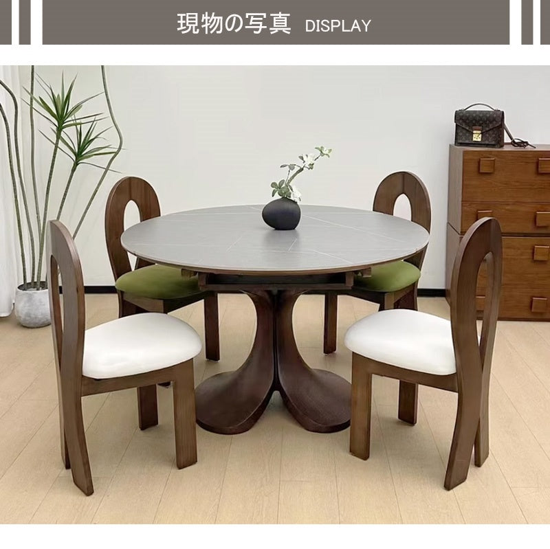 Casaconer | セラミックダイニングテーブル・折りたたみ・丸テーブル・2人・4人・6人・折り畳み・テーブルのみ・ダイニング・幅120・丸・円型・シンプル・4人掛け用・6人掛け用・木製・おしゃれ・食卓・北欧・大理石柄・丸型・テーブル単品・グレー