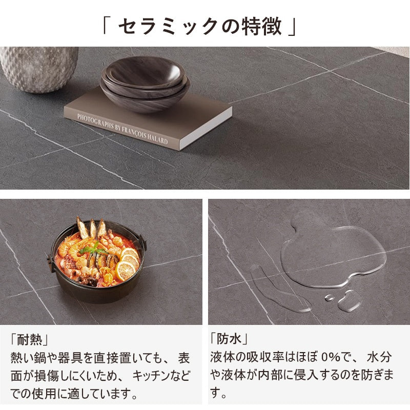 Casaconer | セラミックダイニングテーブル・折りたたみ・丸テーブル・2人・4人・6人・折り畳み・テーブルのみ・ダイニング・幅120・丸・円型・シンプル・4人掛け用・6人掛け用・木製・おしゃれ・食卓・北欧・大理石柄・丸型・テーブル単品・グレー