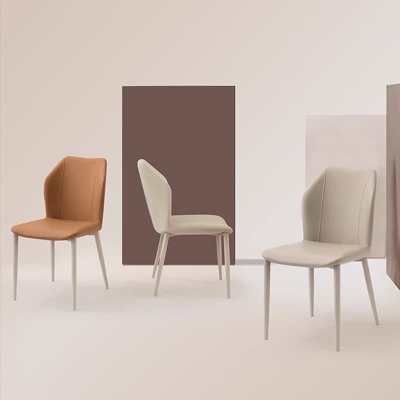 Casaconer | ダイニングチェア・2脚/4脚セット・レザー・チェア・ダイニングチェアー・ダイニング・チェアー・椅子・いす・イス・食卓椅子・レザー・スチール・リビングチェア・おしゃれ・椅子・チェア・北欧・ヴィンテージ・合皮・シンプル・リビング・オレンジ・グレー