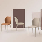 Casaconer | ダイニングチェア・2脚/4脚セット・レザー・チェア・ダイニングチェアー・ダイニング・チェアー・椅子・いす・イス・食卓椅子・レザー・スチール・リビングチェア・おしゃれ・椅子・チェア・北欧・ヴィンテージ・合皮・シンプル・リビング・オレンジ・グレー