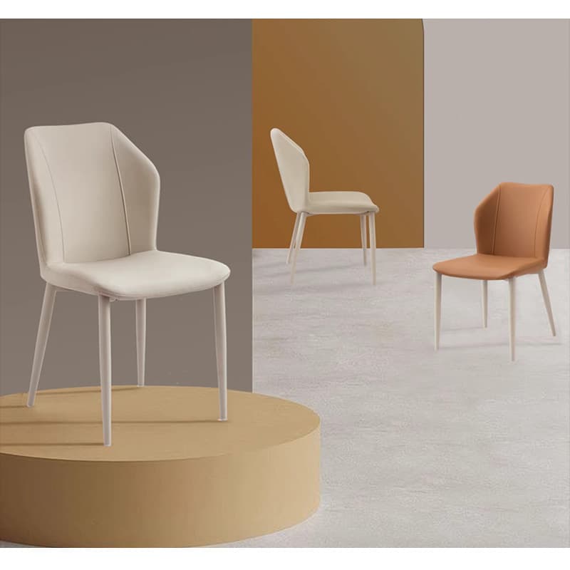 Casaconer | ダイニングチェア・2脚/4脚セット・レザー・チェア・ダイニングチェアー・ダイニング・チェアー・椅子・いす・イス・食卓椅子・レザー・スチール・リビングチェア・おしゃれ・椅子・チェア・北欧・ヴィンテージ・合皮・シンプル・リビング・オレンジ・グレー