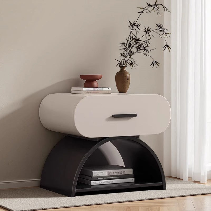 Casaconer | ナイトテーブル・ベッドサイドテーブル・40cm/45cm/50cm幅・無垢材・アーチ型収納・引き出し付き・北欧風デザイン・コンパクト設計