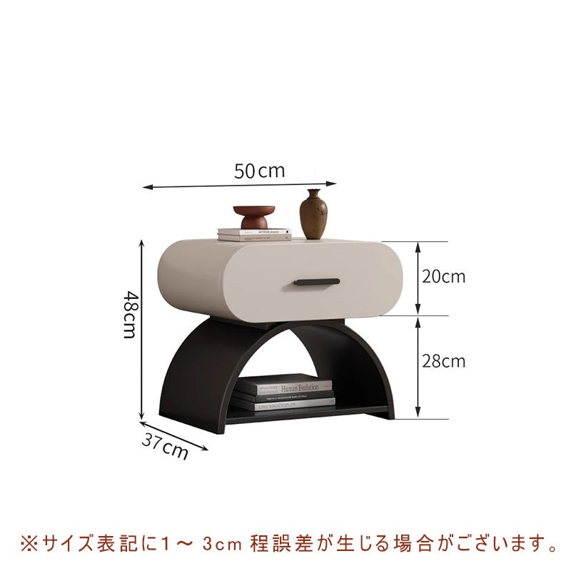 Casaconer | ナイトテーブル・ベッドサイドテーブル・40cm/45cm/50cm幅・無垢材・アーチ型収納・引き出し付き・北欧風デザイン・コンパクト設計