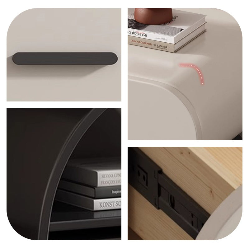 Casaconer | ナイトテーブル・ベッドサイドテーブル・40cm/45cm/50cm幅・無垢材・アーチ型収納・引き出し付き・北欧風デザイン・コンパクト設計