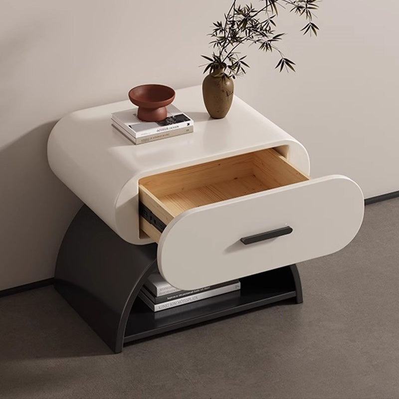Casaconer | ナイトテーブル・ベッドサイドテーブル・40cm/45cm/50cm幅・無垢材・アーチ型収納・引き出し付き・北欧風デザイン・コンパクト設計