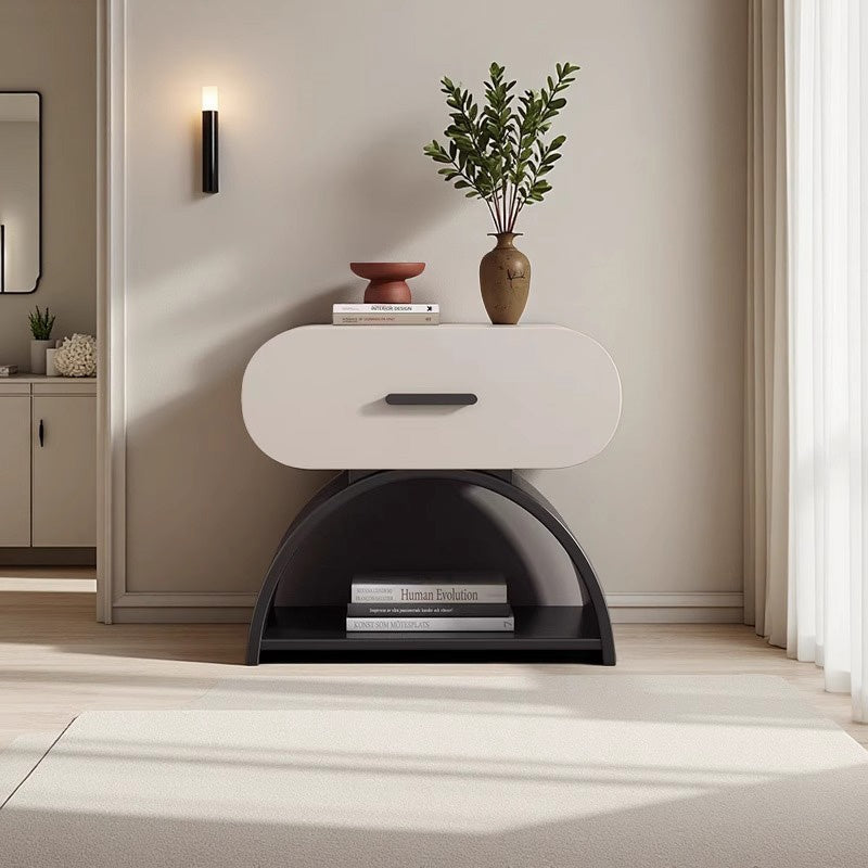 Casaconer | ナイトテーブル・ベッドサイドテーブル・40cm/45cm/50cm幅・無垢材・アーチ型収納・引き出し付き・北欧風デザイン・コンパクト設計