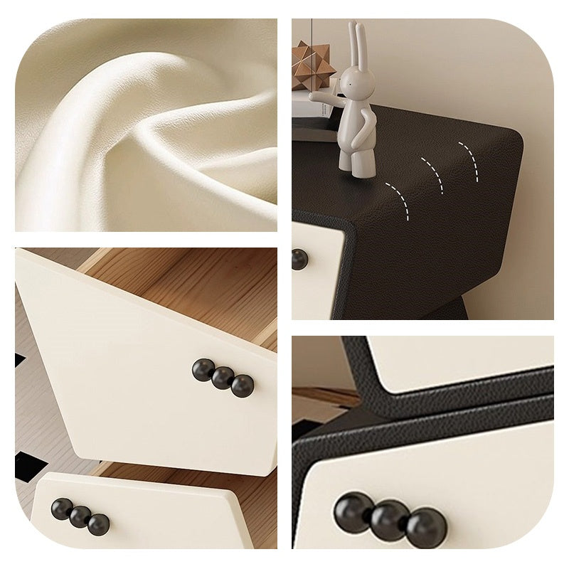 ナイトテーブル おしゃれ 引き出し ベッドサイドテーブル スリム 35cm/40cm/45cm幅 引き出し付き 北欧風デザイン コンパクト設計韓国 2段 合成革 木製 天然木 白 完成品 レザー調 コンパクト