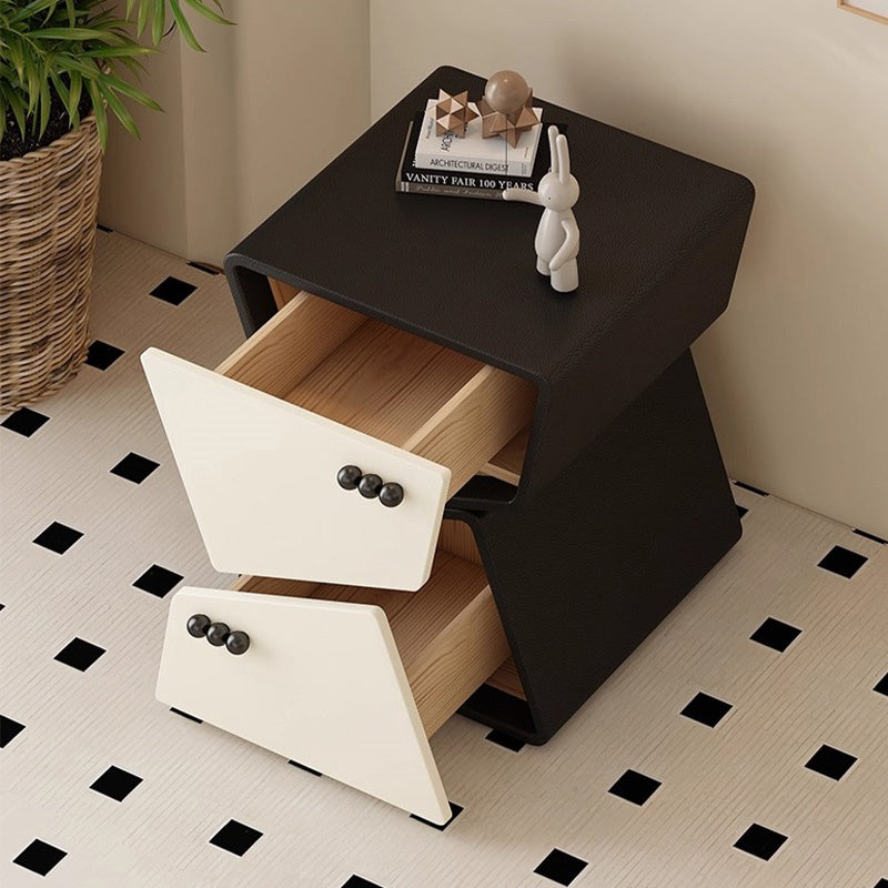 ナイトテーブル おしゃれ 引き出し ベッドサイドテーブル スリム 35cm/40cm/45cm幅 引き出し付き 北欧風デザイン コンパクト設計韓国 2段 合成革 木製 天然木 白 完成品 レザー調 コンパクト