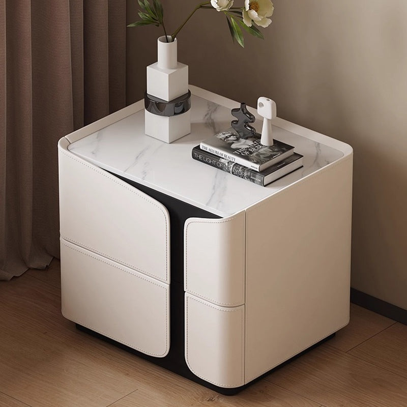 ナイトテーブル おしゃれ 引き出し ベッドサイドテーブル スリム 40cm/45cm/50cm幅 引き出し付き 北欧風デザイン コンパクト設計韓国 2段 合成革 木製 天然木 完成品 レザー調 コンパクト