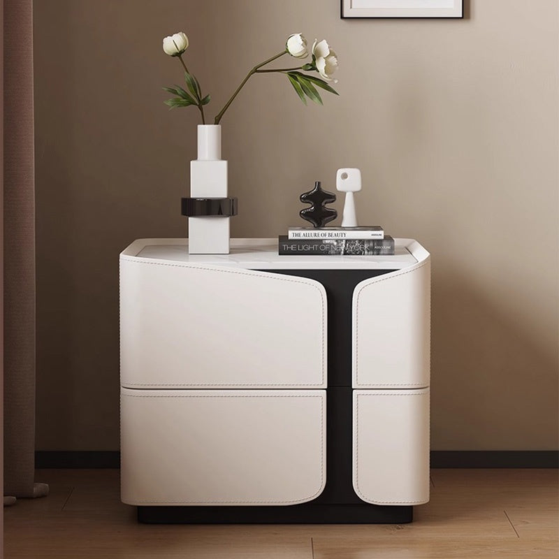 ナイトテーブル おしゃれ 引き出し ベッドサイドテーブル スリム 40cm/45cm/50cm幅 引き出し付き 北欧風デザイン コンパクト設計韓国 2段 合成革 木製 天然木 完成品 レザー調 コンパクト