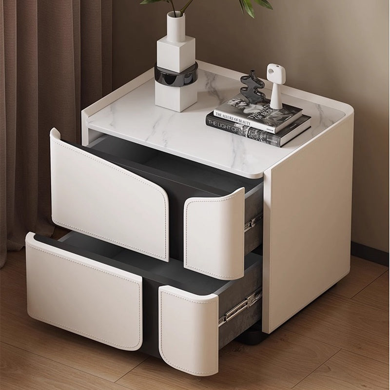ナイトテーブル おしゃれ 引き出し ベッドサイドテーブル スリム 40cm/45cm/50cm幅 引き出し付き 北欧風デザイン コンパクト設計韓国 2段 合成革 木製 天然木 完成品 レザー調 コンパクト