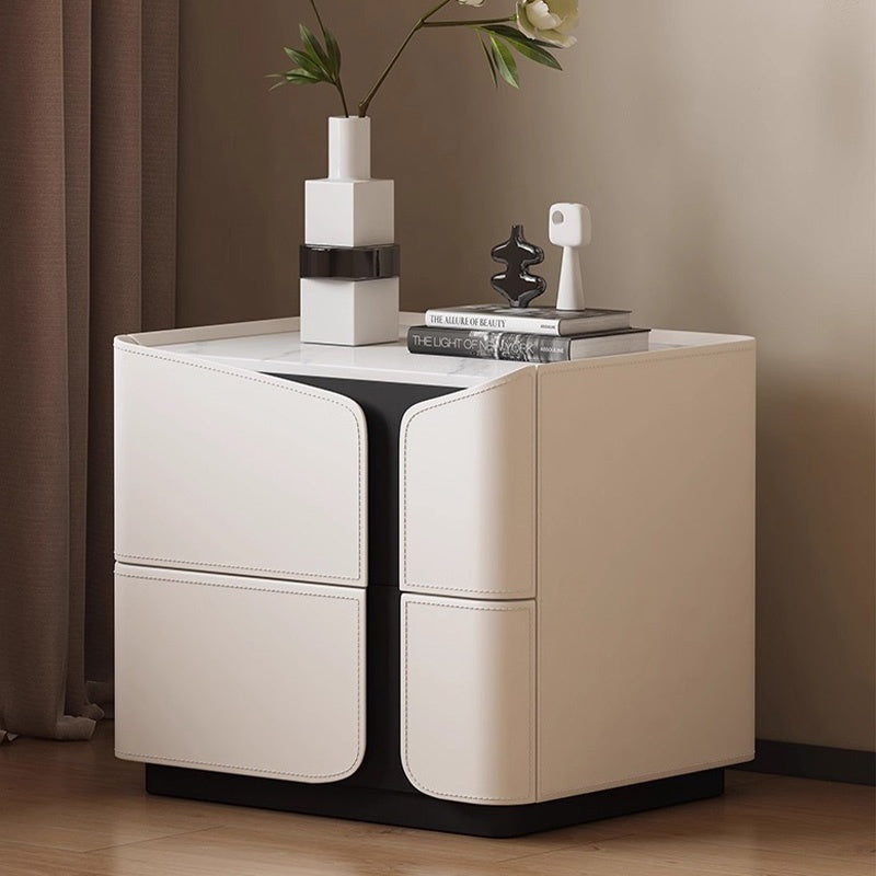 ナイトテーブル おしゃれ 引き出し ベッドサイドテーブル スリム 40cm/45cm/50cm幅 引き出し付き 北欧風デザイン コンパクト設計韓国 2段 合成革 木製 天然木 完成品 レザー調 コンパクト