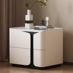 ナイトテーブル おしゃれ 引き出し ベッドサイドテーブル スリム 40cm/45cm/50cm幅 引き出し付き 北欧風デザイン コンパクト設計韓国 2段 合成革 木製 天然木 完成品 レザー調 コンパクト