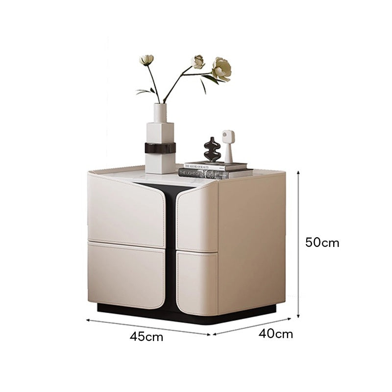 ナイトテーブル おしゃれ 引き出し ベッドサイドテーブル スリム 40cm/45cm/50cm幅 引き出し付き 北欧風デザイン コンパクト設計韓国 2段 合成革 木製 天然木 完成品 レザー調 コンパクト