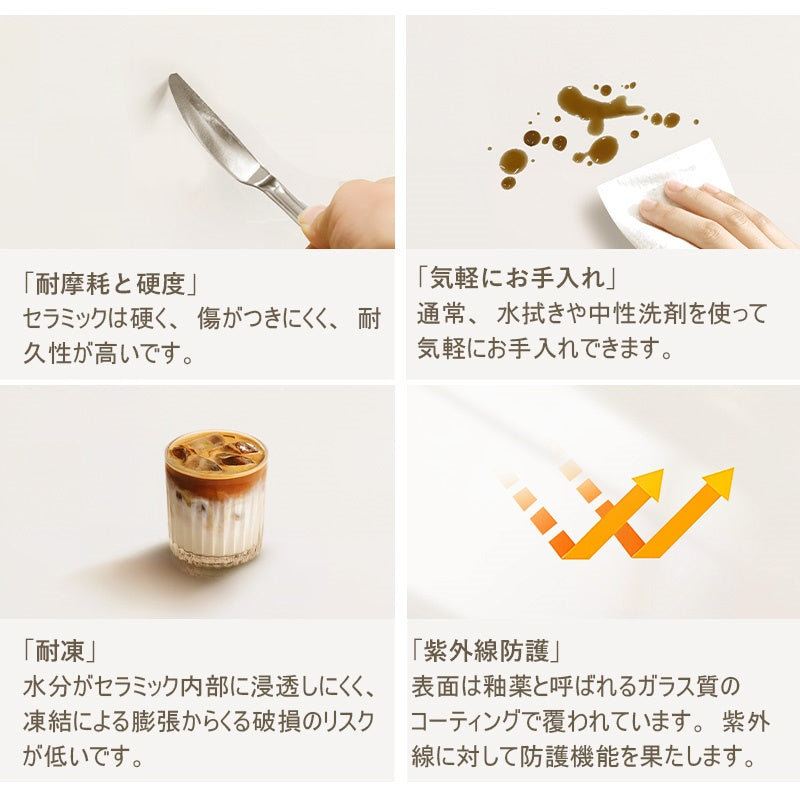 セラミックテーブル セラミック天板 食事テーブル テーブル ホワイト リビングテーブル 幅120/140/160 4人用 6人用 テーブル セラミック 耐高温 お手入れ簡単 耐摩耗