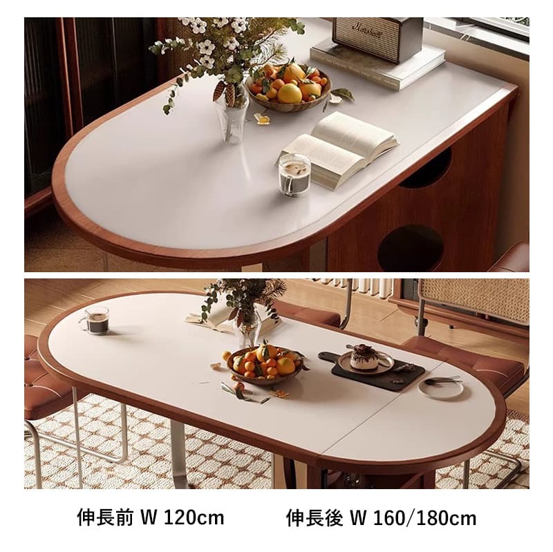 Casaconer | ダイニングテーブル・テーブル・折りたたみ・4人・6人・折り畳みダイニングテーブル・セラミック・テーブルのみ・ダイニング・幅160/180・シンプル・4人掛け用・6人掛け用・おしゃれ・食卓・北欧・アンティーク風・カフェ風・テーブル単品