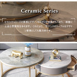 Casaconer | テーブル・ローテーブル・ネストテーブル・センターテーブル・丸・2個セット・セラミックテーブル・入れ子式・幅60cm・幅45cm・グレー・リビングテーブル・コーヒーテーブル・サイドテーブル・座卓・収納付・引出付・大理石調・丸・円形・鏡面