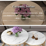 Casaconer | テーブル・ローテーブル・ネストテーブル・センターテーブル・2個セット・セラミックテーブル・入れ子式・幅70cm・幅50cm・ホワイト・リビングテーブル・コーヒーテーブル・サイドテーブル・座卓・収納付・引出付・大理石調・丸・円形・鏡面